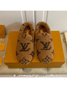 Louis Vuitton Monogram Shearling Wool Flat Loafers Brown 2020