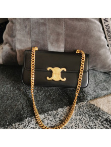 Celine Chain Shoulder Bag in Shiny Calfskin 197993 Black 2021 