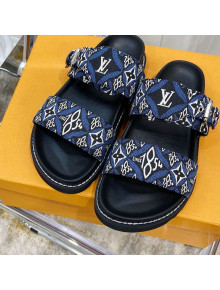 Louis Vuitton Since 1854 Bom Dia Monogram Leather Flat Sandals Blue 2021