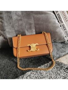 Celine Chain Shoulder Bag in Shiny Calfskin 197993 Tan Brown 2021 