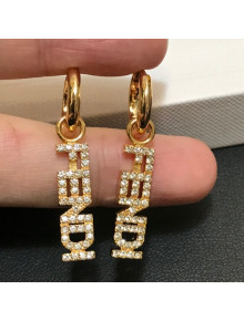 Fendi FF Logo Crystal Earrings Gold 2021 79