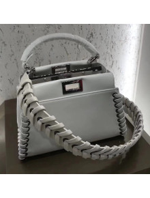 Fendi Peekaboo Mini Bag in Nappa Leather with Weaving White