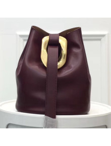 Bottega Veneta Drop Leather Oversize Loop Bucket Bag Burgundy 2019