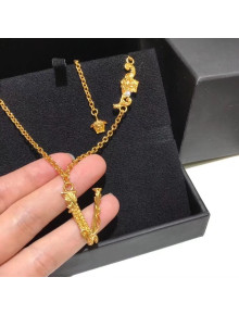 Versace gold V leaves necklace