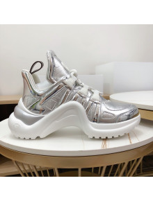 Louis Vuitton LV Archlight Metallic Leather Sneakers Silver 298 2020