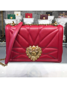 Dolce&Gabbana DG Devotion Medium/Large Shoulder Bag in Quilted Nappa Leather Dark Red 2019