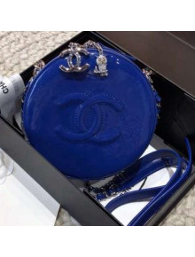 Chanel Patent Leather Round As Earth Evening Bag A91946 Royal Blue 2018