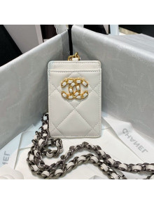 Chanel 19 Badge Holder with Chain AP1745 White 2021