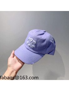 Celine Triomphe Logo Canvas Baseball Hat Purple 2021