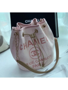 Chanel Mixed Fibers And Calfskin Small Drawstring Bag AS1045 Pink 2020