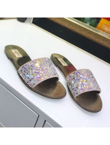 Valentino Crystal Flat Slide Sandal 2019