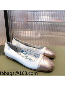 Gucci Leather Ballet Flat with Interlocking G White 2021