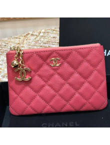 Chanel Grained Calfskin Mini Pouch with Charm A70119 Pink CP06 2021 