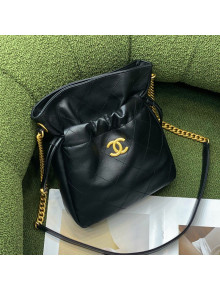 Chanel Lambskin Drawstring Bucket Bag AS2985 Black 2021 