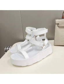 Hermes Leather Band Platform Roman Sandals White 2022 032243