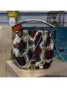 Bvlgari Serpenti Forever Bucket Bag in Multicolor Agate Metallic Karung Snakeskin 2021