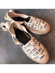 Loewe Suede Logo Lace Flat Espadrilles White 2019