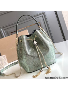 Bvlgari Serpenti Forever Bucket Bag in Green Agate Metallic Karung Snakeskin 2021