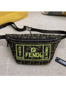 Fendi FF Logo Fabric Embroidery Belt Bag Yellow 2020