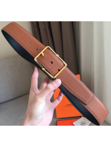 Hermes Saddle 38 Reversible Togo Calfskin Belt Brown 2019