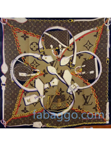 Louis Vuitton Tribute To Giant Monogram Flower Silk Square Scarf 90x90cm M76202 Brown 2020