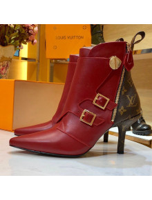 Louis Vuitton LV Janet Calfskin High-Heel Ankle Short Boot Red Leather 2019