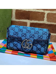 Gucci GG Marmont Multicolour Canvas Super Mini Bag ‎476433 Blue 2021 03