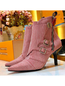 Louis Vuitton LV Janet Striped Canvas High-Heel Ankle Short Boot Red 2019