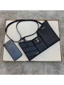 Fendi Leather Pockets Clutch/Shoulder Bag Black 2020