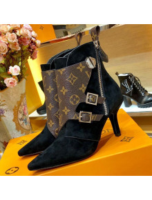 Louis Vuitton LV Janet Suede High-Heel Ankle Short Boot Black/Monogram 2019