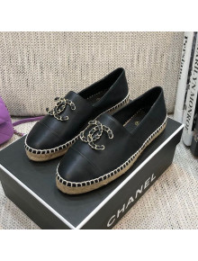 Chanel Chain CC Lambskin Flat Espadrilles Black 2021