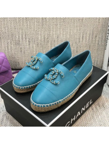 Chanel Chain CC Lambskin Flat Espadrilles Blue 2021