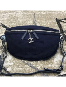 Chanel Small Fringe Fabric Belt Bag/Waist Bag Navy Blue 2019