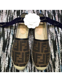 Fendi FF Canvas Flat Espadrilles Coffee 2019