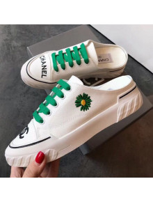 Chanel Canvas Daisy Open Back Sneakers Green 2020