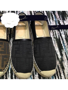 Fendi FF Canvas Flat Espadrilles Black 2019