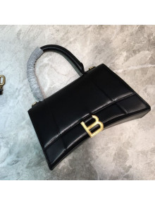 Balenciaga Hourglass Small Top Handle Bag in Smooth Leather Black/Gold 2019