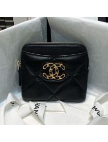 Chanel 19 Lambskin Card Holder Black 2021