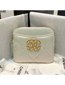 Chanel 19 Iridescent Leather Card Holder White 2021