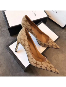 Gucci GG Canvas Bamboo Heel Pumps Beige 2019