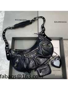 Balenciaga Le Cagole Lambskin Small Shoulder Bag Black/Aged Silver 2021