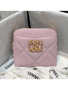 Chanel 19 Lambskin Card Holder Light Pink 2021