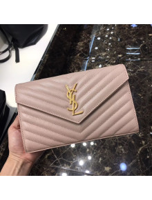 Saint Laurent 360452 Monogram Chain Wallet in Grained Matelasse Leather Light  Pink(GHW)2019