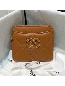 Chanel 19 Lambskin Card Holder Brown 2021