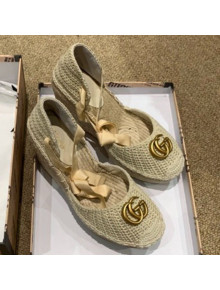 Gucci Knit Platform Wedge Espadrilles Light Beige 2019