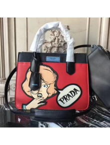 Prada Dual Calf Leather Bag 1BA178 Comics Patch Red 2018