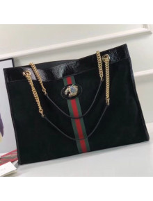 Gucci Suede Leather Rajah Large Tote 537219 Black 2018