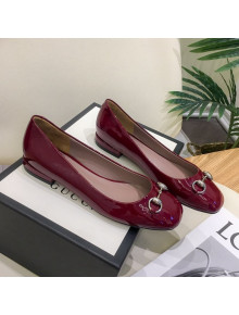 Gucci Patent Leathe Ballet Flat with Horsebit Burgundy 2021