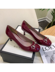 Gucci Patent Leathe Pumps 5cm with Horsebit Burgundy 2021