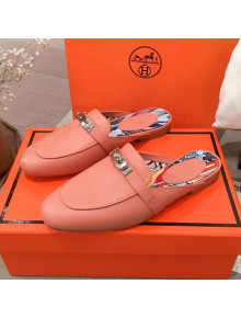 Hermes Classic Kelly Calfskin Flat Mules Orange 2020